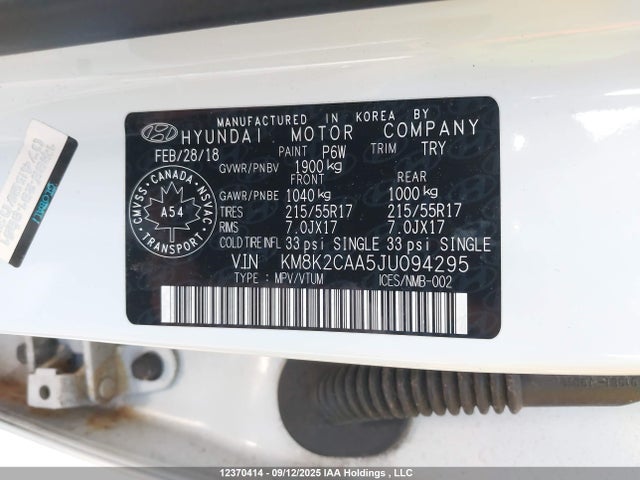 Hyundai mpi nu 2018 KM8K2CAA5JU094295 Image 9