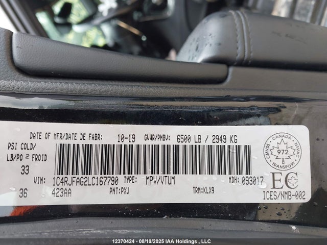 1C4RJFAG2LC167790 Jeep Grand Cherokee