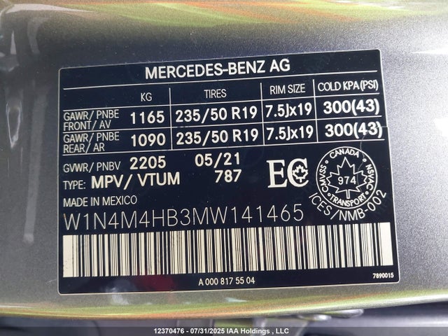 W1N4M4HB3MW141465 Mercedes-Benz m260