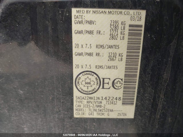 5N1AZ2MH1JN142248 Nissan 2018