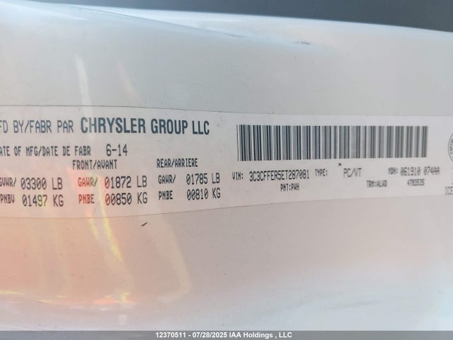 Fiat 2014 2014 3C3CFFER5ET287081 Image 9