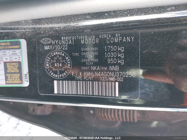 KMHLN4AG0NU370250 Hyundai mpi nu pe