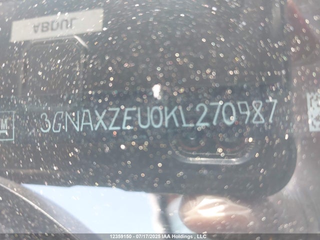 3GNAXZEU0KL270987 Chevrolet lh7- cri, vgt, alum
