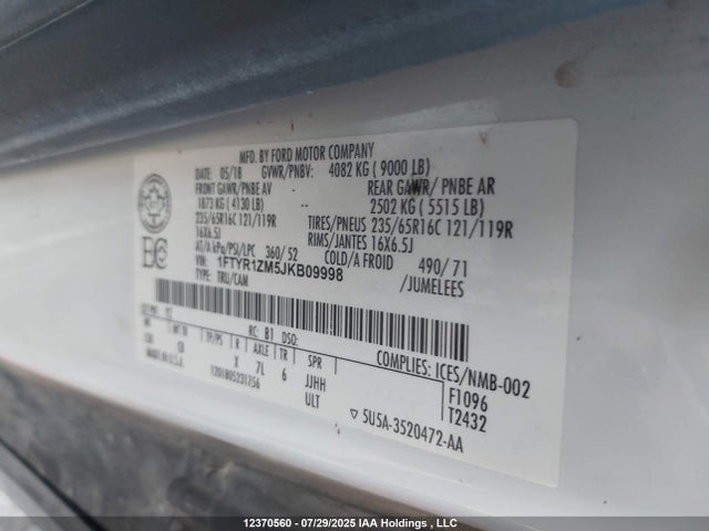 1FTYR1ZM5JKB09998 Ford 2018