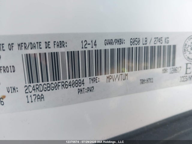 2C4RDGBG0FR640884 Dodge 2015