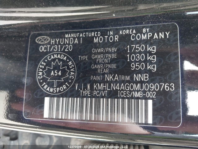 KMHLN4AG0MU090763 Hyundai mpi nu pe