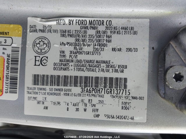 Ford 2016 2016 3FA6P0H71GR137715 Image 9
