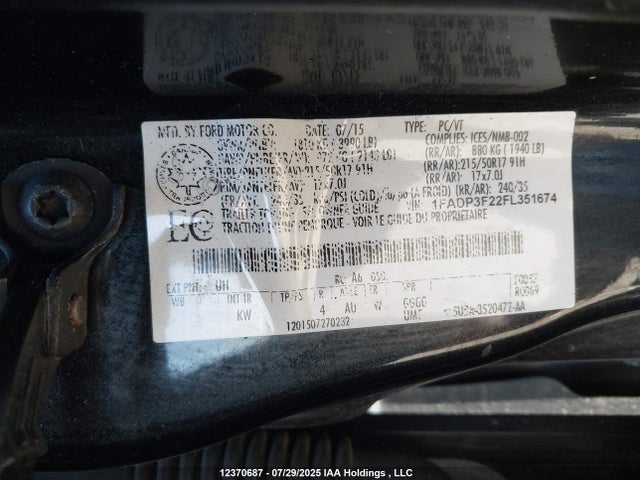1FADP3F22FL351674 Ford 2015