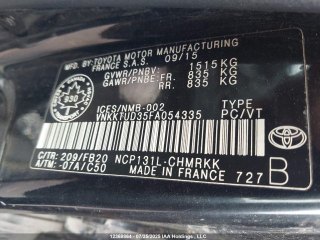 Toyota 1nz-fe 2015 VNKKTUD35FA054335 Image 18