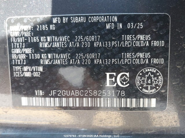 JF2GUABC2S8253178 Subaru na