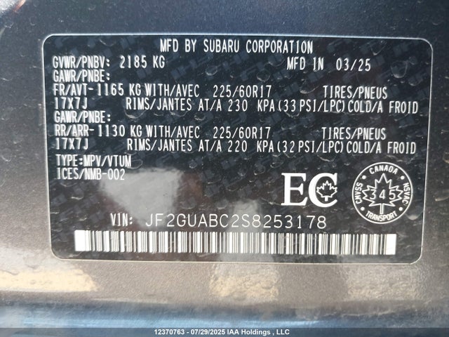 JF2GUABC2S8253178 Subaru na