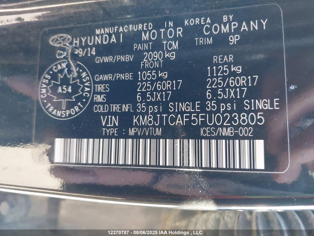 KM8JTCAF5FU023805 Hyundai dohc gdi nu