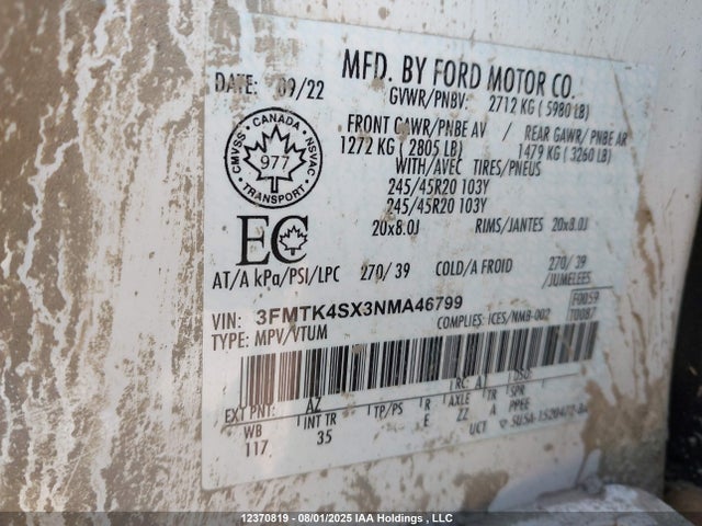 Ford 2022 2022 3FMTK4SX3NMA46799 Image 19