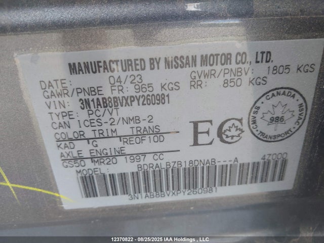 Nissan Sentra 2023 3N1AB8BVXPY260981 Image 9