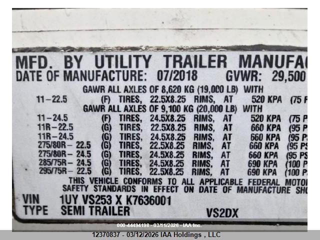 Utility Trailer Mfg Utility Trailer Mfg 2019 1UYVS253XK7636001 Image 7