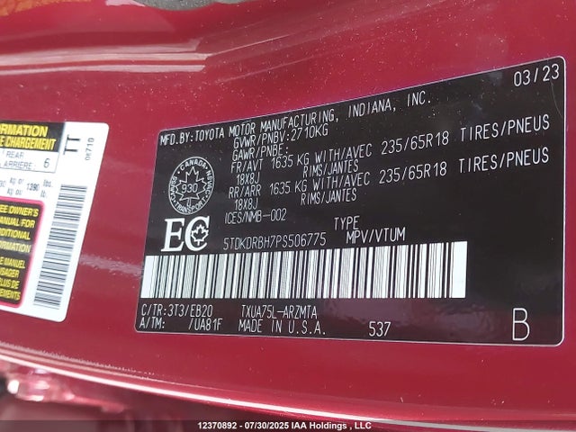 Toyota t24a-fts 2023 5TDKDRBH7PS506775 Image 9