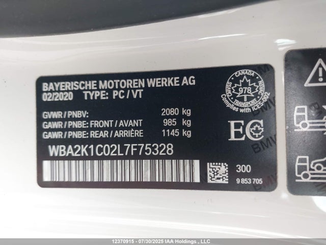 BMW 230I 2020 WBA2K1C02L7F75328 Image 9