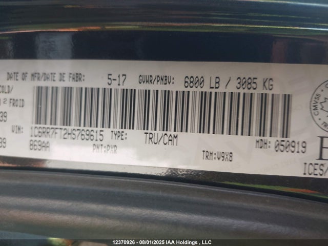 RAM 1500 2017 1C6RR7FT2HS769615 Image 9