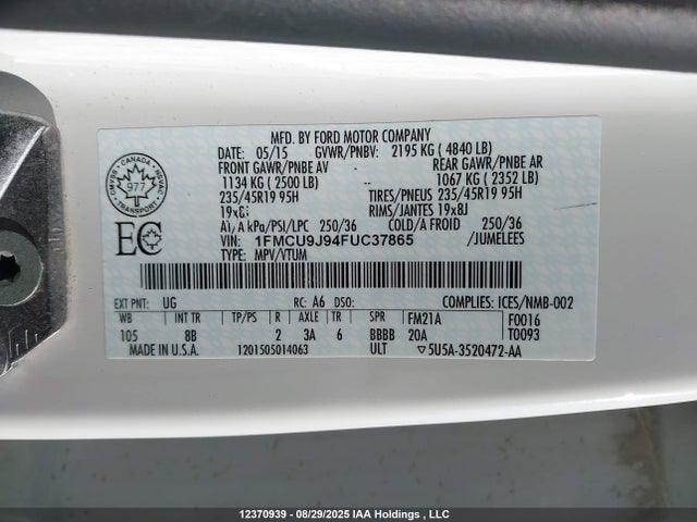 1FMCU9J94FUC37865 Ford Escape