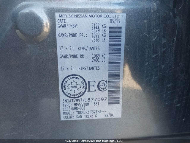 Nissan 2015 2015 5N1AT2MV7FC877097 Image 9