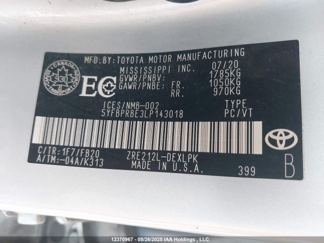 Toyota 2zr-fae 2020 5YFBPRBE3LP143018 Image 9