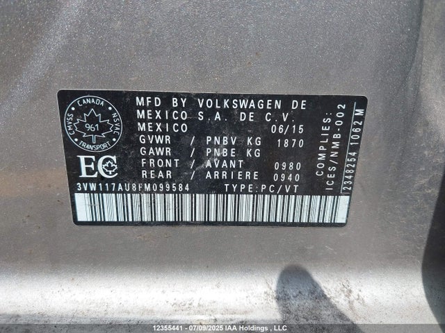 3VW117AU8FM099584 Volkswagen 1.8t