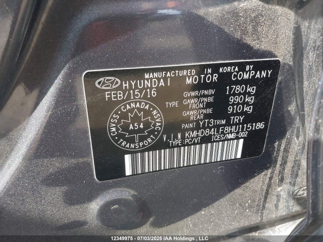 KMHD84LF8HU115186 Hyundai 2017