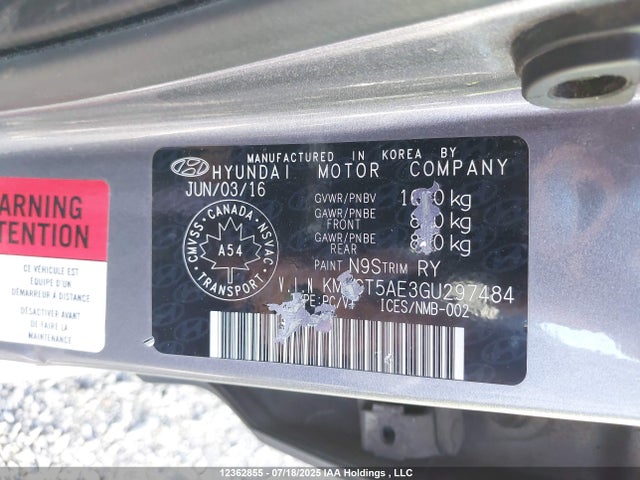 Hyundai dohc gdi gamma 2016 KMHCT5AE3GU297484 Image 9