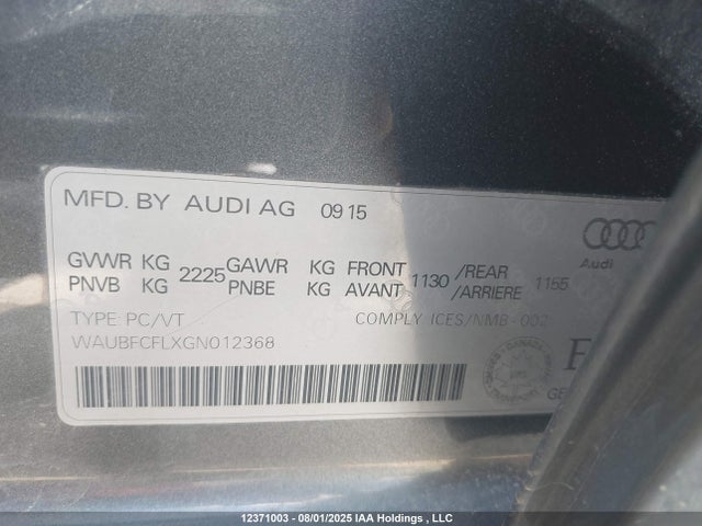 Audi 2016 2016 WAUBFCFLXGN012368 Image 9
