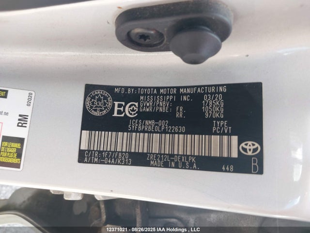Toyota 2zr-fae 2020 5YFBPRBE0LP122630 Image 9