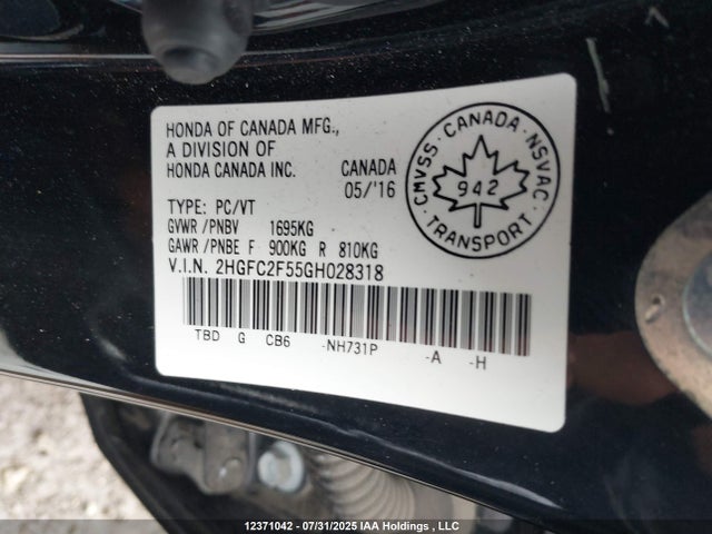 Aukcja sprzedaży 2016 Honda Civic Lx, vin: 2HGFC2F55GH028318, numer aukcji: 12371042