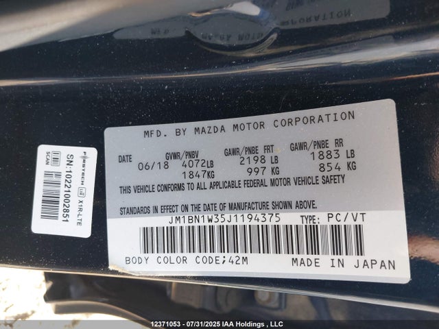 Mazda py 2018 JM1BN1W35J1194375 Image 9