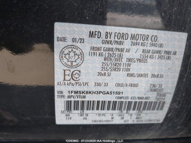 Ford ti-vct 2023 1FMSK8KH3PGA51591 Image 9