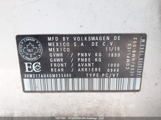 3VW217AU4GM033460 Volkswagen 1.8 tsi