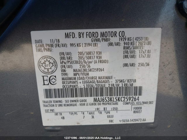 MAJ6S3KL5KC259264 Ford Ecosport