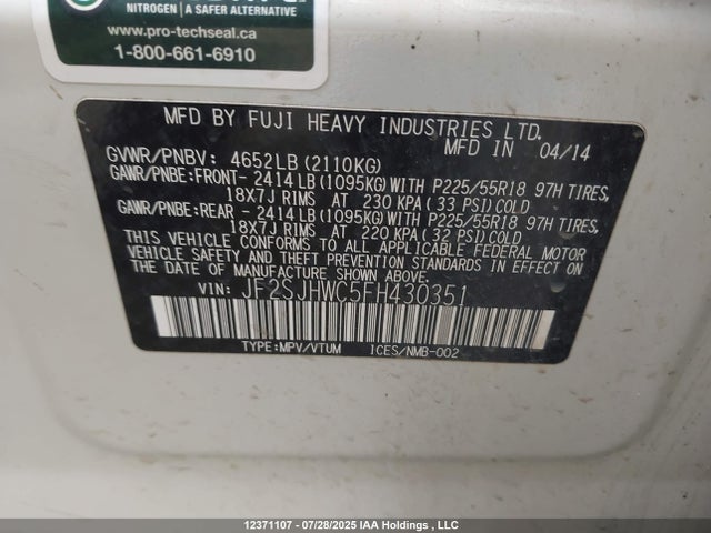 JF2SJHWC5FH430351 Subaru 2.0 turbo co