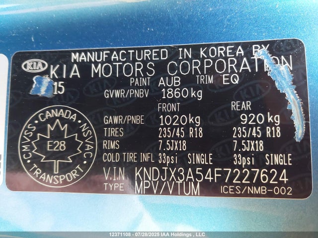 KNDJX3A54F7227624 KIA dohc gdi nu