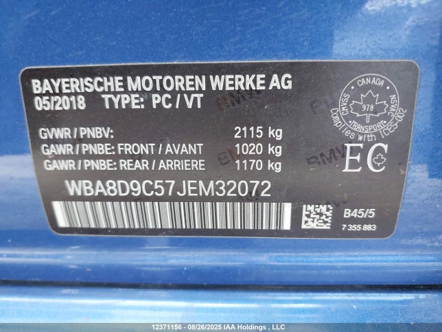 WBA8D9C57JEM32072 BMW 330I