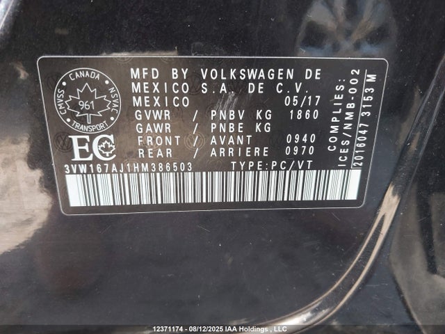 3VW167AJ1HM386503 Volkswagen 1.4 tsi