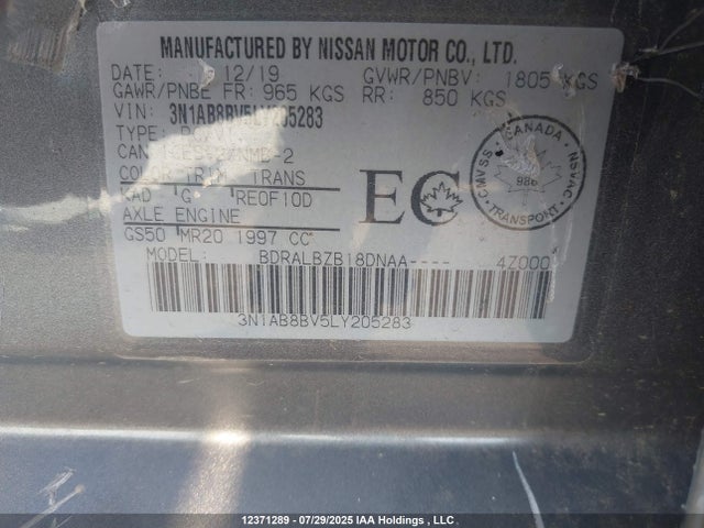 Nissan 2020 2020 3N1AB8BV5LY205283 Image 9