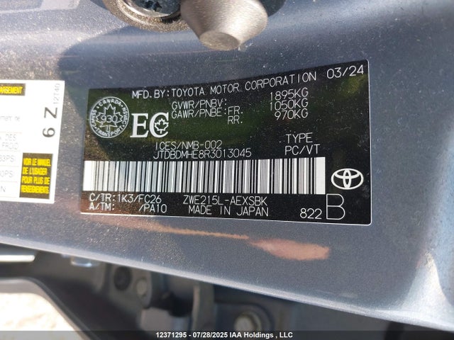 Toyota 2zr-fxe 2024 JTDBDMHE8R3013045 Image 9