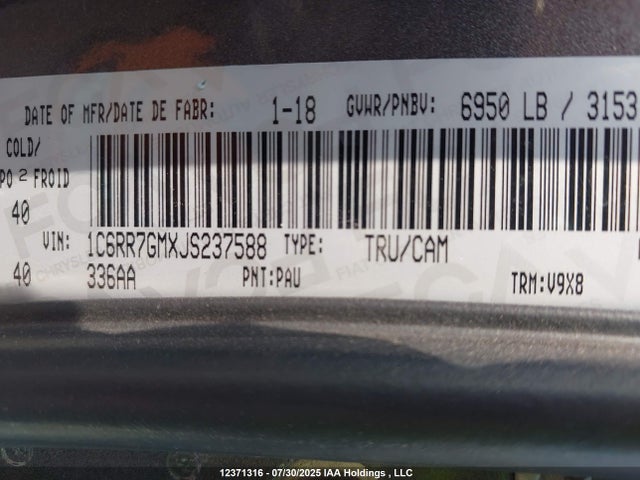 RAM 1500 2018 1C6RR7GMXJS237588 Image 9