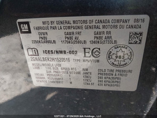 2GNALBEK2H1520516 Chevrolet EQUINOX LS