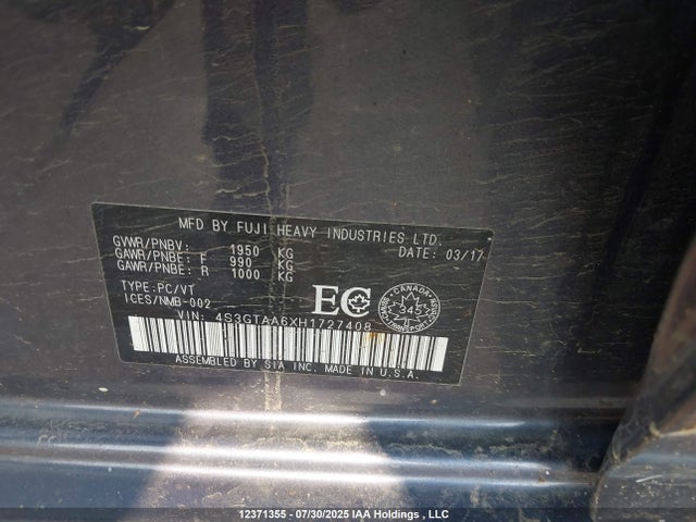 4S3GTAA6XH1727408 Subaru na