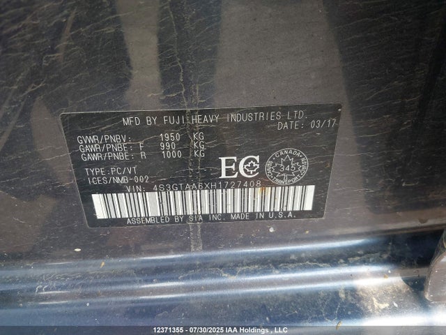 4S3GTAA6XH1727408 Subaru na