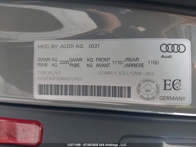 Audi 45 tfsi (2.0t) 2021 WAUFAAF40MN012453 Image 9