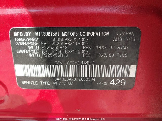 Mitsubishi 3.0 sohc mivec 2017 JA4JZ3AX8HZ600564 Image 17