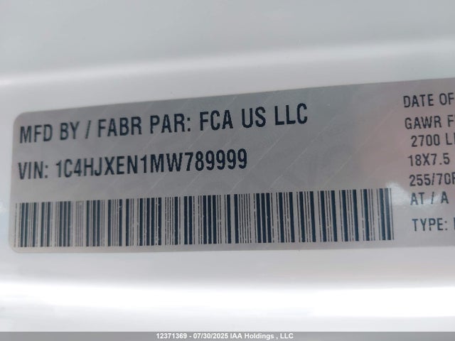 Jeep 2021 2021 1C4HJXEN1MW789999 Image 9