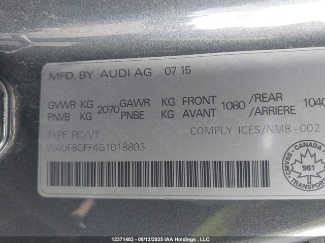 Audi 2016 2016 WAUF8GFF4G1018803 Image 19