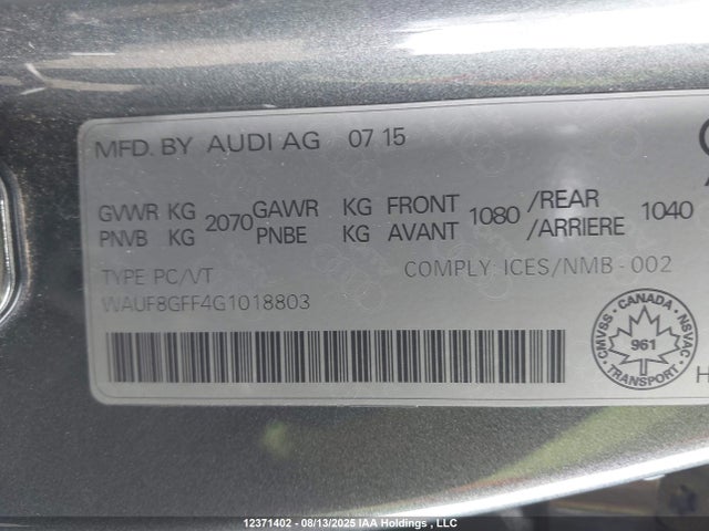 Audi 2016 2016 WAUF8GFF4G1018803 Image 9